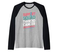 Support Squad Thyroid Cancer Awareness Ribbon Raglan Baseball Tee
