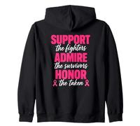 Support The Fighters Admire The Survivors Breast Cancer Zip Hoodie