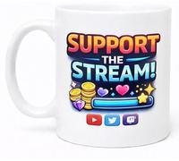 Support The Stream Funny Twitch YouTube Gamer Coffee Cup Gift Mug