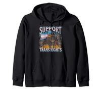Support Transsexual Rights Funny Lgbtq Cat Meme Bootleg Zip Hoodie
