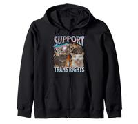 Support Transsexual Rights Funny Lgbtq Cat Meme Bootleg Zip Hoodie