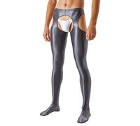 Support Underwear for Men Mens Glossy Silky Four Sided Hollow Leggings Open Sexy Lingerie Plus Size Gay Man Sexy Underwear Sales Plus Size Christmas Grey