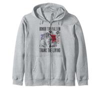 Support Veteran - Honor The Fallen Thank The Living Zip Hoodie