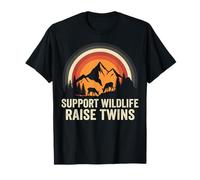 Support Wildlife Raise Twins Funny Mom Dad Camping Humor T-Shirt
