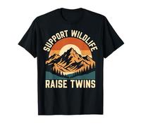 Support Wildlife Raise Twins Funny Mom Dad Camping Humor T-Shirt