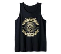 Support Your Local Barber Old School Skull Illustration Tank Top