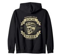 Support Your Local Barber Sharp Looking Skull Classic Zip Hoodie