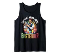 Support Your Local Bartender Colorful Cocktail Drinks Tank Top