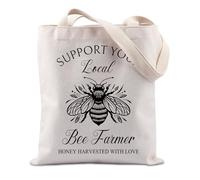 Support Your Local Bee Farmer Honey Harvested With Love Gift Harvest Season Farmer Gift Beekeeper Tote Bag, Bee Farmer, 0