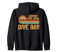 Support Your Local Dive Bar Funny Retro Drinking Design Zip Hoodie