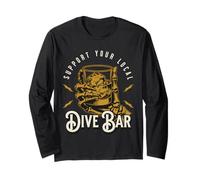 Support Your Local Dive Bar Skeleton Retro Drinking Design Long Sleeve T-Shirt
