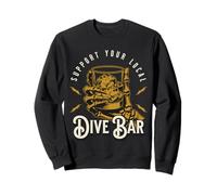 Support Your Local Dive Bar Skeleton Retro Drinking Design Sweatshirt