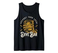 Support Your Local Dive Bar Skeleton Retro Drinking Design Tank Top