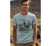Support Your Local Egg Dealer Chicken T-Shirt Bad Zebedee Light Blue XXL