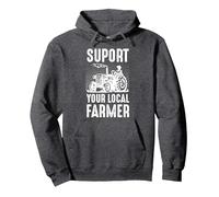 Support Your Local Farmer Pullover Hoodie, Adult Unisex, Dark Heather Grey, Small