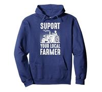 Support Your Local Farmer Pullover Hoodie, Adult Unisex, Navy Blue, X-Large