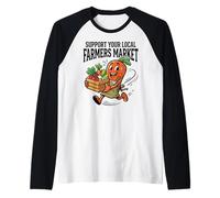 Support Your Local Farmers Funny Cartoon Carrot Raglan Baseball Tee
