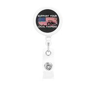 Support Your Local Farmers Retractable Badge Holder Reel Clip Id Card Holder forNurse Student Office Worker