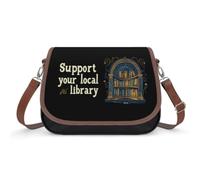 Support Your Local Library Leather Crossbody Bags for Women