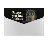Support Your Local Library Printed Expanding File Organizer with 6 Pockets Portable Receipt Organizer for Home Office