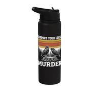 Support Your Local Murder Black Crow Raven Retro Gothic Stainless Steel Insulated Water Bottle