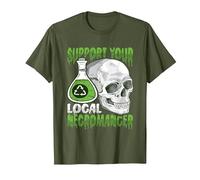 Support Your Local Necromancer Undead Design for a Satanist T-Shirt, Men, Olive Green, XX-Large