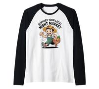 Support Your Local Night Market Farmers Art Raglan Baseball Tee