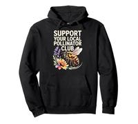 Support Your Local Pollinator Club Bee Wildflower Garden Pullover Hoodie