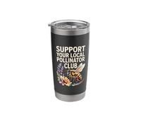 Support Your Local Pollinator Club Bee Wildflower Garden Stainless Steel Insulated Tumbler
