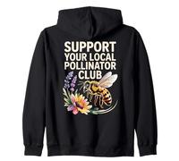 Support Your Local Pollinator Club Bee Wildflower Garden Zip Hoodie