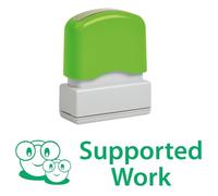 Supported Work Self-Inking Teacher Stamp, Reinkable, Quality School Stamp 10x39mm Green Ink