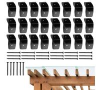 Supporti Per Travi Neri - 12 Pezzi Staffe Angolari In Acciaio Zincato | Connettori Robusti Per Strutture In Legno Da Esterno Pergolato Gazebo Capannone Railing Tetto Soffitto