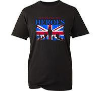 Supporting The Heroes British Veteran T-Shirt UK Flag Forces Support Remembrance Day Unisex Gift Tee Top (Black, 2XL)