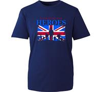 Supporting The Heroes British Veteran T-Shirt UK Flag Forces Support Remembrance Day Unisex Gift Tee Top (Navy, 2XL)