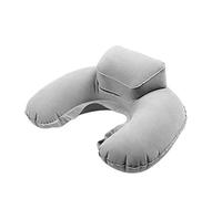 Supporting Travel Pillow, Inflatable Travel Neck Pillow, Portable U Shape Blow Up Neck Cushion, Soft & Comfortable PVC Flocking Fabric Pillow for Homes, Hotels, Cars, Offices, Airplanes (Gray)