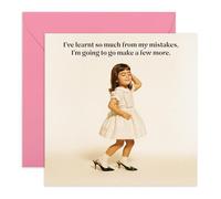 Supportive Birthday Card for Her - Make More Mistakes - Vintage Style Card for Friends, Sister, Daughter, Work Colleague, Coworker, Wife, Girlfriend, Bestie, BFF, Women - Comes with Fun Stickers