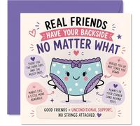 Supportive Birthday Card for Pants - Bum-believable Support Vibes - Playful Pants Character in Pastel Colours - Cheeky Shout for Real Mates - 145mm Square, Envelope Included