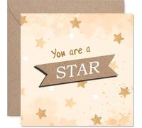 Supportive Congratulations Card - Shine Bright with a Warm Message - Star Motif on Soft Peach with Gold Accents - 145mm Square, Envelope Included