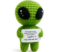 Supportive Crochet Alien Doll - Romantic for Her Him, Soulmate You and Me Day Gift for Boyfriend Girlfriend, Funny I Love You Gift for Husband Wife, Unique Wedding Keepsake