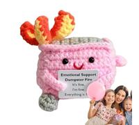 Supportive Fire Doll - Positive Crochet Fire Plush Toy | It's Fine, I'm Fine, Everything Is Fine | Handmade Crochet Doll for Desk and Table Decoration (Pink)