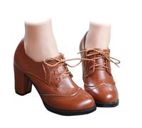 Supportive Mid Chunky Heel Court Shoes Ladies Bavarian Retro Brogue Pumps Essential Traditional Dirndl Shoes Oktoberfest Long Day Wear Yellow