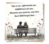 Supportive Partner Card for Husband, Wife - Always Here - Couple Bench | for Him, Her, Women, Men, Friend - Illustrated, Watercolour, Touching, Sentimental - Blank Inside, with Envelope