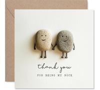 Supportive Thank You Card - You're a True Gem - Smiling Rocks Holding Hands Design - the Perfect Pick for Heartfelt Thanks - Mother's Day 145mm Square, Envelope Included