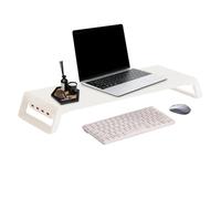 Supporto Per Monitor - Legno 54x20x7.5cm Con 4 Porte USB | Ripiano Alzatavolo Pèr PC In Legnø con Spazio Tastiera, Casa, Ufficio - Supporto Peŕ Monitoř Da Tavolo | Scuola, St р udio