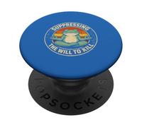 Suppressing The Will To Kill Frog Meditation Retro Funny PopSockets Adhesive PopGrip