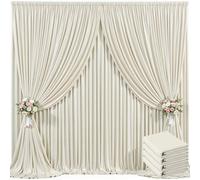 Suppromo 4 Panels Beige Backdrop Curtain for Baby Shower Wrinkle Free 20ft x 10ft Backdrop Drapes Panels for Parties Wedding Bridal Shower Birthday Photo Photography Fabric Background Decoration