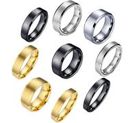 Supra Diamanto 4PCS Plain Band Rings for Men - Stainless Steel Wedding Totem Set - Silver Vintage Anxiety Fidget Rings - Size 7-12, Stainless Steel, No Gemstone
