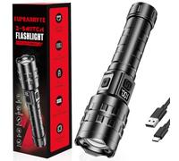 SupraBryte Torches LED Super Bright Rechargeable 1000000lm 5000ft Range 12H | Powerful Torch, Stepless Dimming, 2 Switches 4 Mode, LCD Display, IPX6, Zoomable Flashlight for Camping Emergency Dog Walking