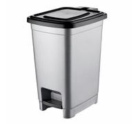 Suprano 10 Litre Padel Bin Plastic Dust Bin with Soft-Close Foot Pedal Indoor Outdoor Waste Basket for Home, Kitchen, or Office - Durable & Easy to Clean (Silver, 10 Litre)