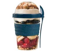 Suprano Reusable Yogurt Cups with Lid & Spoon 100% BPA Free Breakfast On the Go Cups with Topping Cereal 600ml Over Night Oats Container Smoothie Snack Jars (Blue Teal)